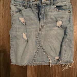 Art Class Light Blue Distressed Mini Skirt